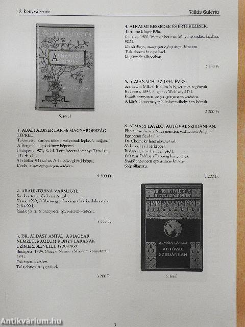 Villás Galéria és Aukciósház 3. könyvárverés