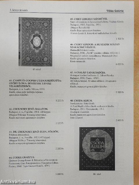 Villás Galéria és Aukciósház 3. könyvárverés
