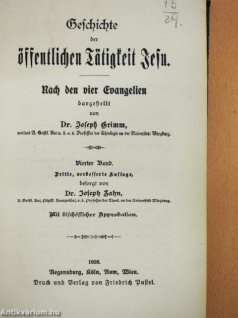 Geschichte der öffentlichen Tätigkeit Jesu IV. (gótbetűs)