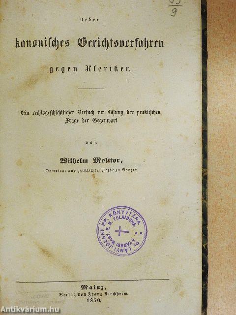 Ueber kanonisches Gerichtsverfahren gegen Kleriker (gótbetűs)