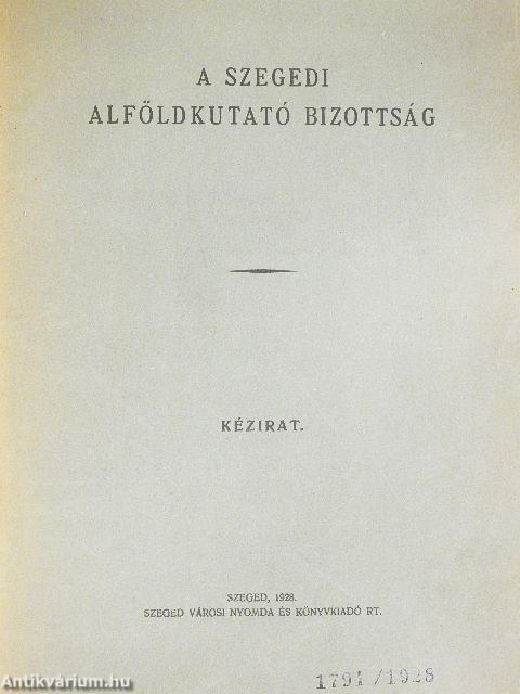 A szegedi alföldkutató bizottság