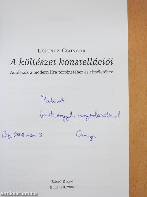 A költészet konstellációi (dedikált példány)