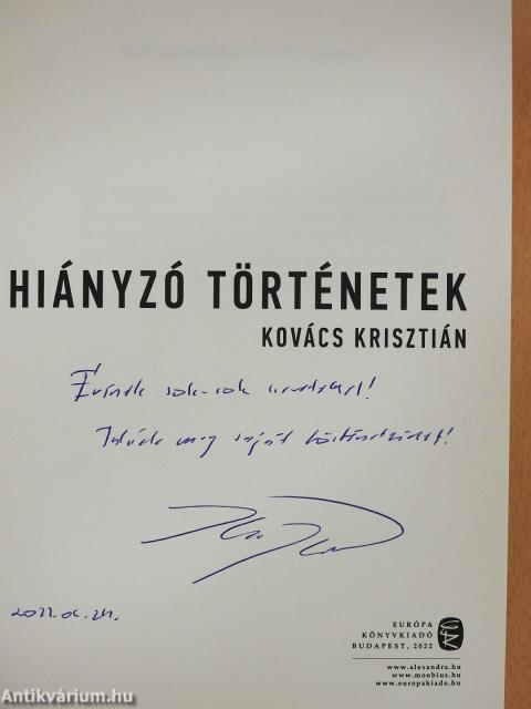 Hiányzó történetek (dedikált példány)