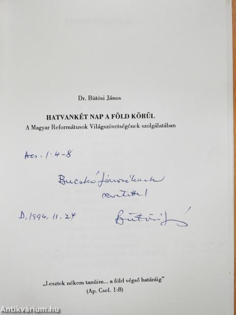 Hatvankét nap a föld körül (dedikált példány)