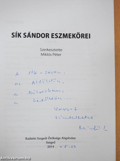 Sík Sándor eszmekörei (dedikált példány)