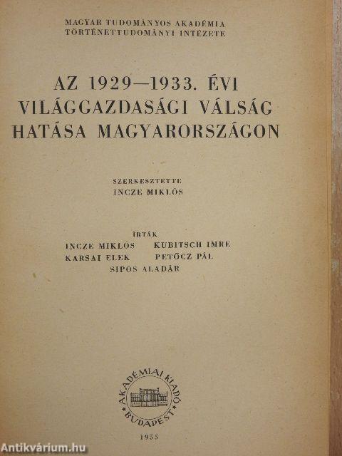 Az 1929-1933. évi világgazdasági válság hatása Magyarországon