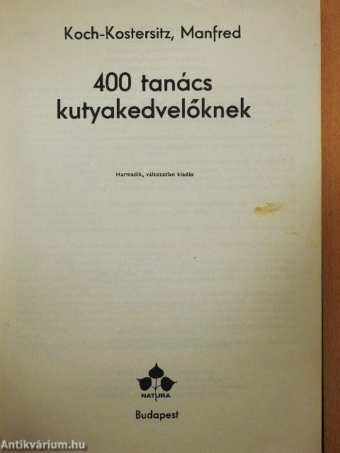 400 tanács kutyakedvelőknek