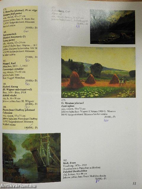 Bizományi Áruház Vállalat 95. Művészeti képaukció