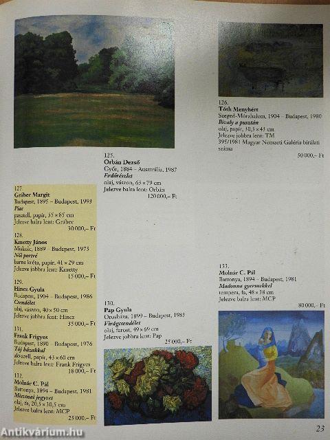 Bizományi Áruház Vállalat 95. Művészeti képaukció