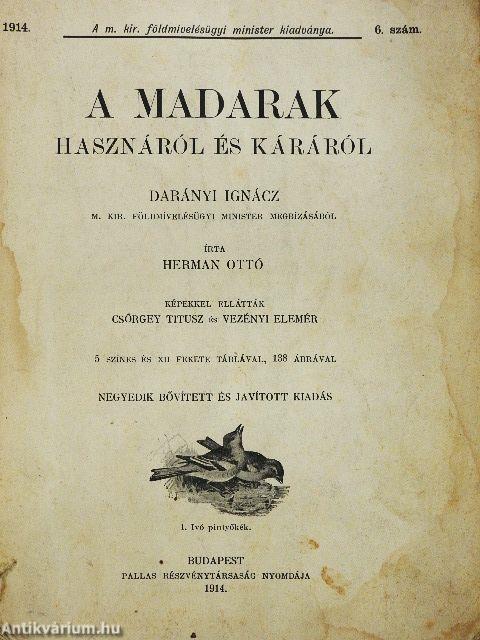 A madarak hasznáról és káráról (rossz állapotú)