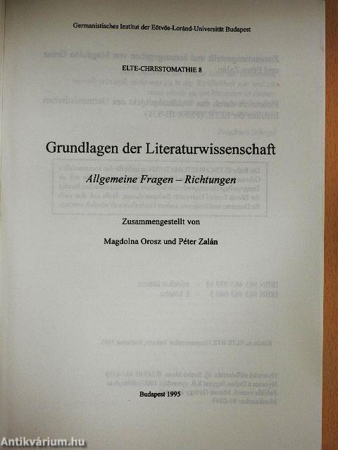 Grundlagen der Literaturwissenschaft