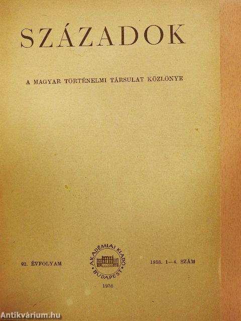 Századok 1958/1-6.