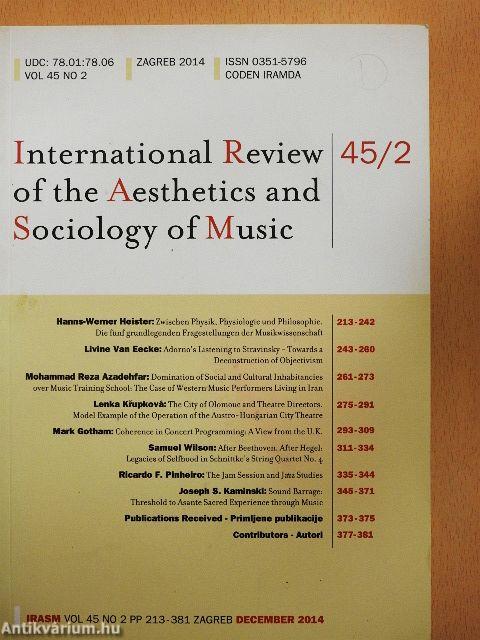 International Review of the Aesthetics and Sociology of Music - December 2014
