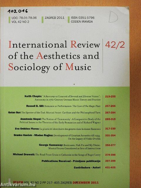 International Review of the Aesthetics and Sociology of Music - December 2011