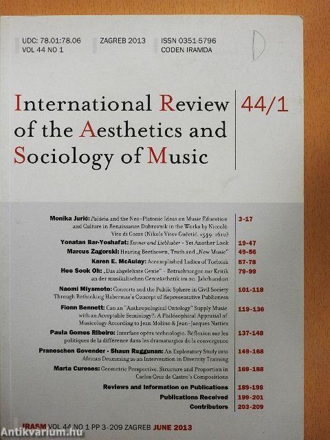 International Review of the Aesthetics and Sociology of Music - June 2013