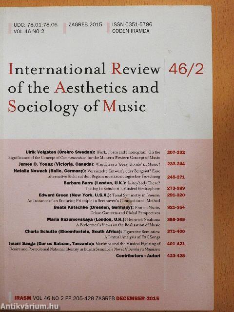 International Review of the Aesthetics and Sociology of Music - December 2015