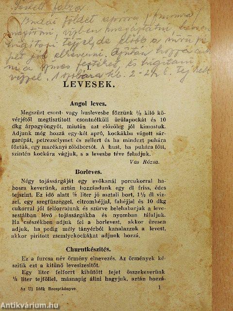 Az Uj Idők Receptkönyve (rossz állapotú)