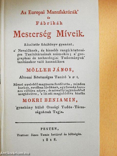 Az Europai Manufaktúrák' és Fábrikák Mesterség Míveik