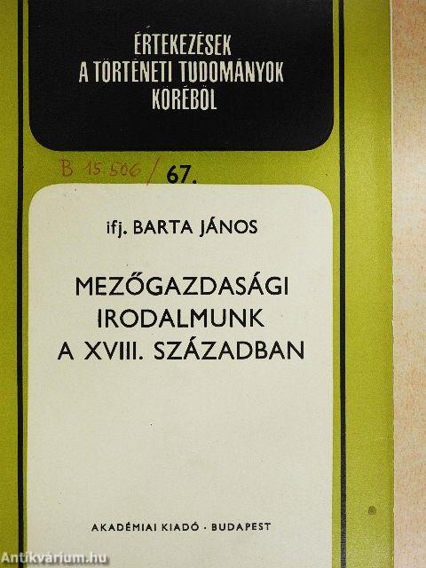 Mezőgazdasági irodalmunk a XVIII. században