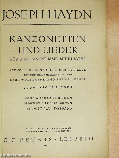 Kanzonetten und Lieder für eine Singstimme mit Klavier
