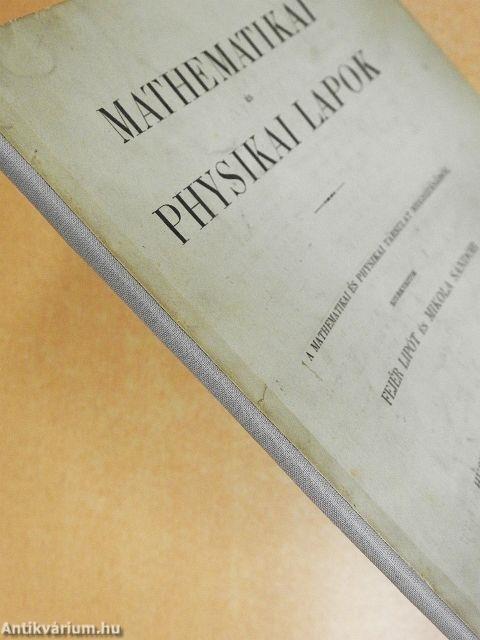 Mathematikai és physikai lapok 1917. április-május