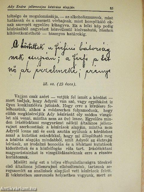 Ady Endre jellemrajza kézirása alapján