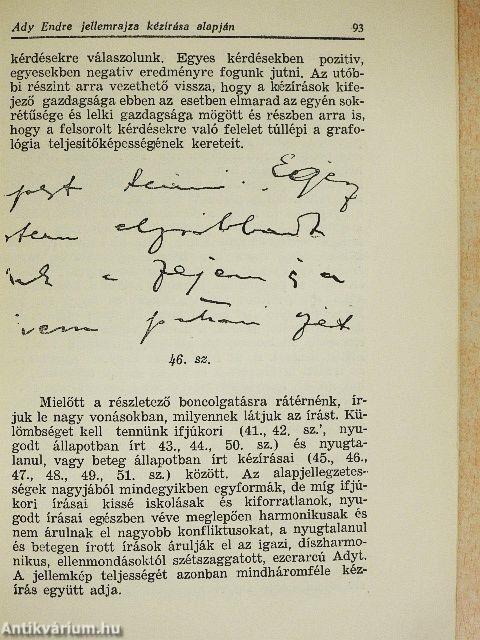 Ady Endre jellemrajza kézirása alapján