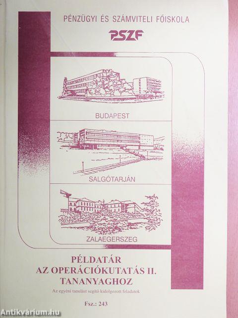 Példatár az operációkutatás II. tananyaghoz