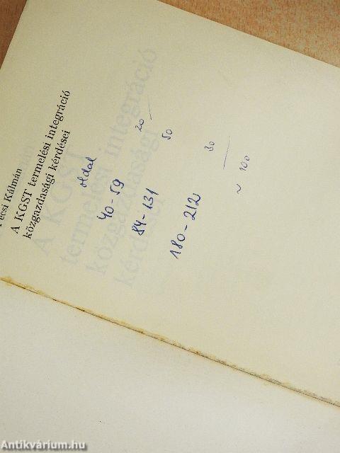 A KGST termelési integráció közgazdasági kérdései