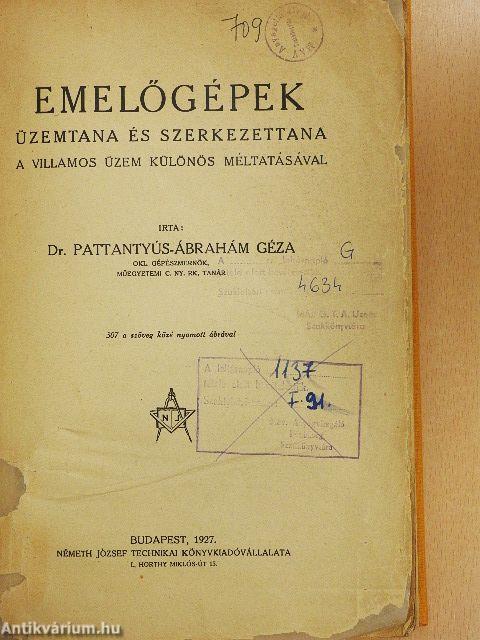 Emelőgépek üzemtana és szerkezettana