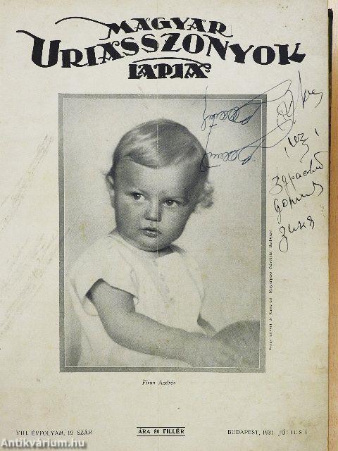 Magyar Uriasszonyok Lapja 1931. január-december (nem teljes évfolyam)
