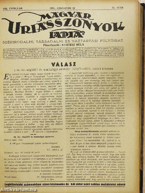 Magyar Uriasszonyok Lapja 1931. január-december (nem teljes évfolyam)