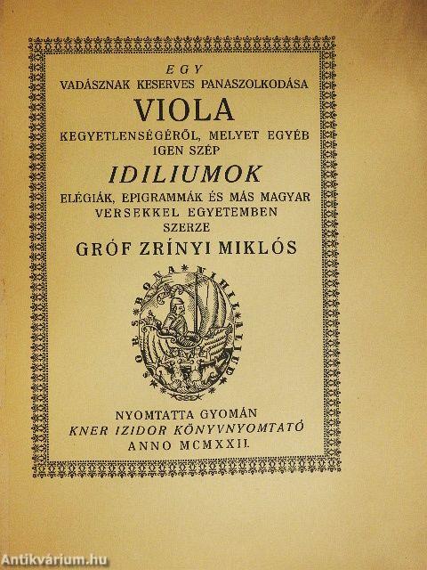 Egy vadásznak keserves panaszolkodása Viola kegyetlenségéről