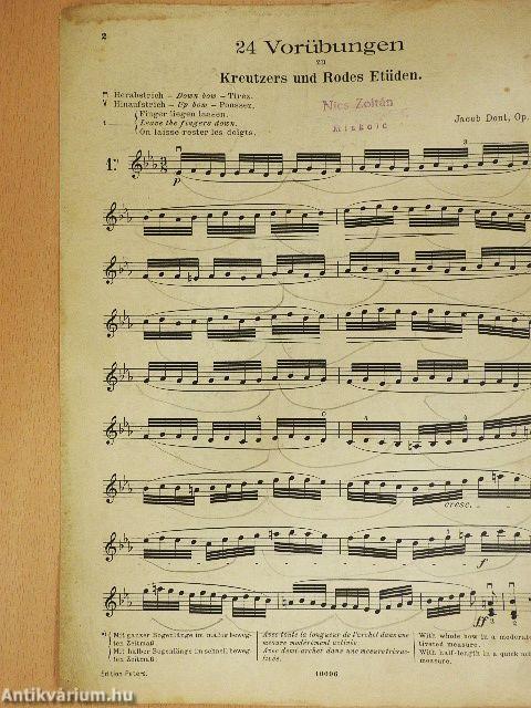 24 Vorübungen zu Kreutzers und Rodes Etüden für die Violine