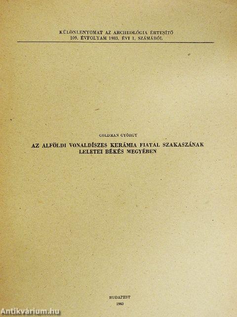 Az alföldi vonaldíszes kerámia fiatal szakaszának leletei Békés megyében