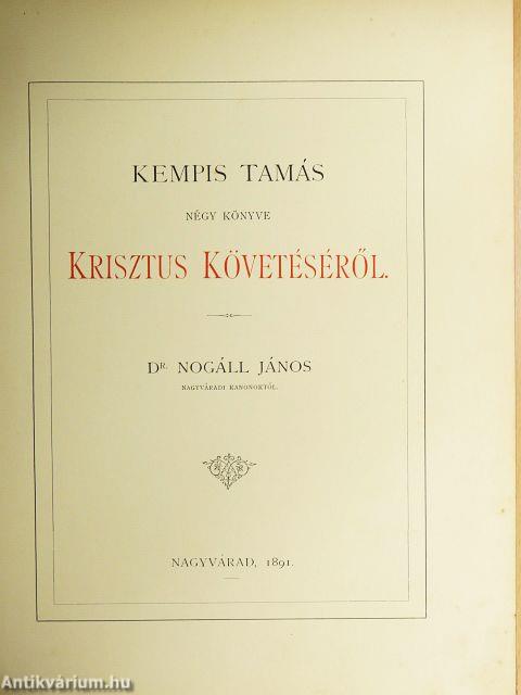 Kempis Tamás négy könyve Krisztus követéséről