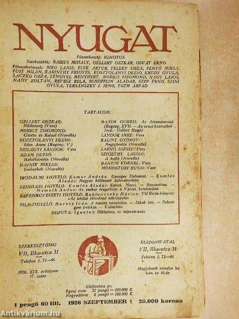 Nyugat 1926. szeptember 1.