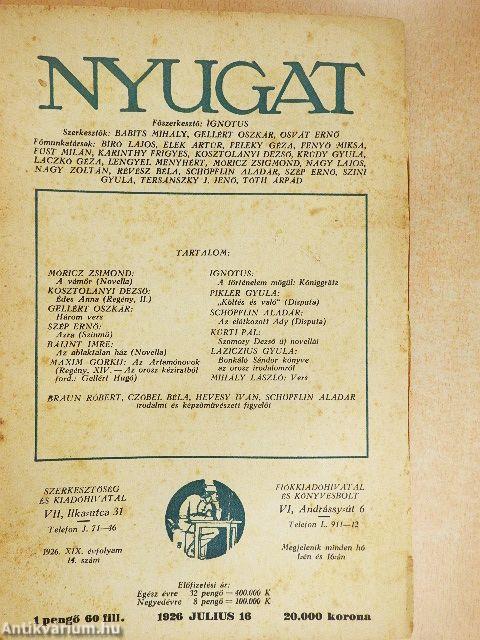 Nyugat 1926. julius 16.