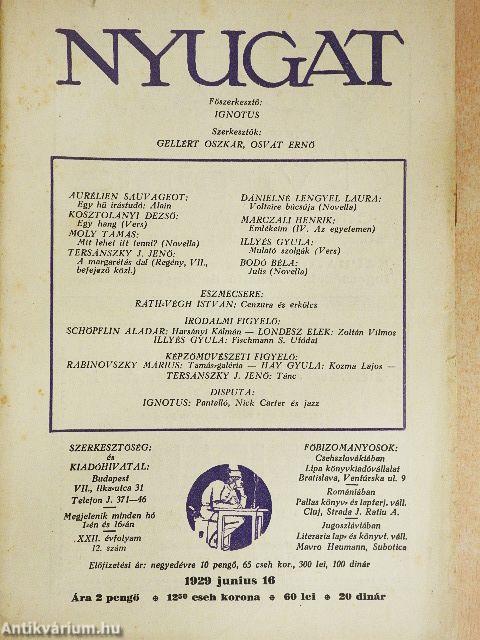 Nyugat 1929. junius 16.