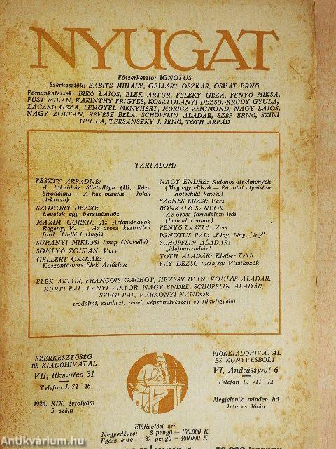 Nyugat 1926. szeptember 1.