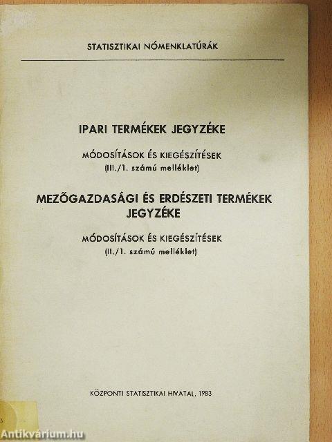 Ipari termékek jegyzéke/Mezőgazdasági és erdészeti termékek jegyzéke