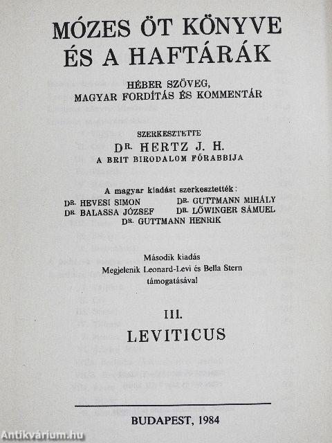 Mózes öt könyve és a haftárák III.