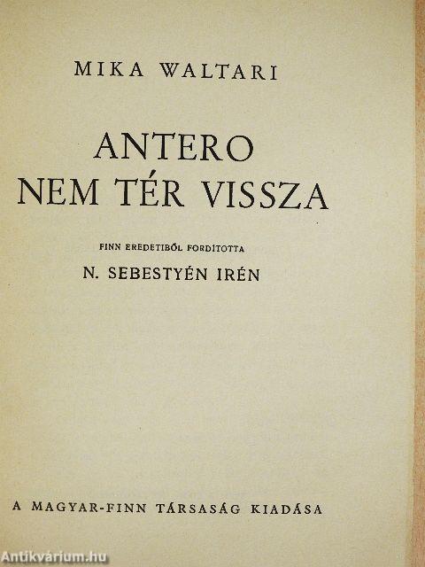 Antero nem tér vissza (Tiltólistás kötet)