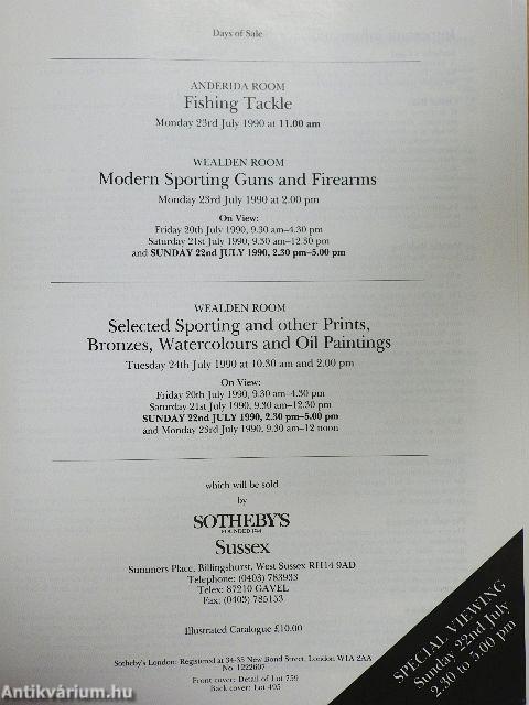 Fishing Tackle, Sporting Guns and Firearms, Sporting Prints, Bronzes, Watercolours and Oil Paintings