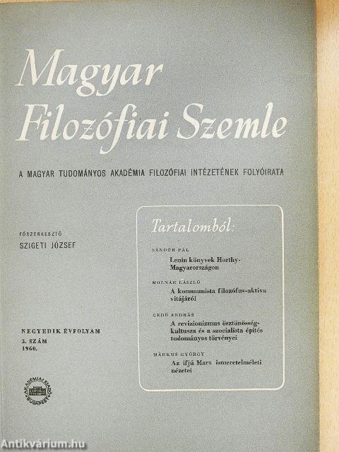 Magyar Filozófiai Szemle 1960/3.