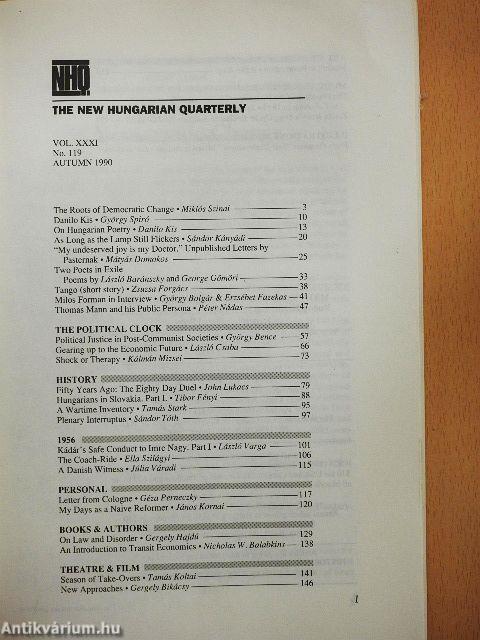 The New Hungarian Quarterly Autumn 1990