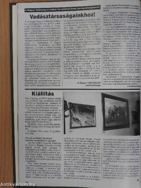 Nimród 1993-1994. január-december/A Földművelésügyi Minisztérium Vadászati és Halászati Önálló Osztály közleménye/Szemle