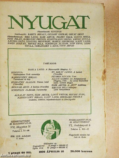 Nyugat 1926. április 16.