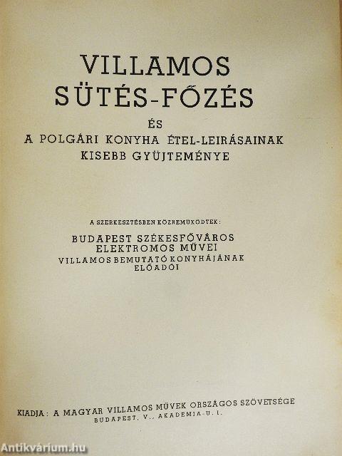 Villamos sütés-főzés szakácskönyve