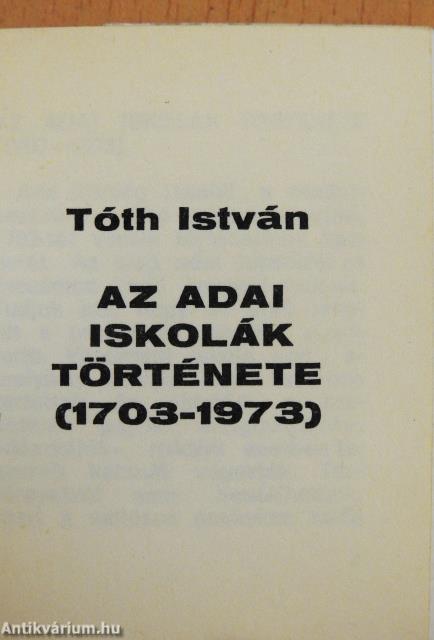 Az adai iskolák története (minikönyv)